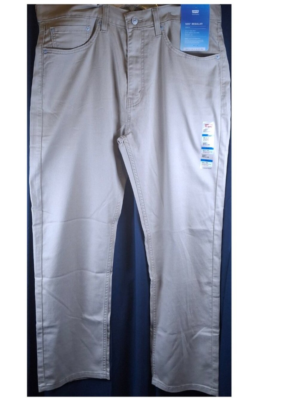 Levi's 505 Regular Men's Jeans 36x30 Khaki Straight Leg Stretch